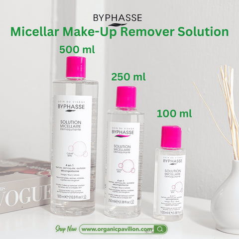 BYPHASSE Micellar Make-Up Remover Solution (100 ml, 250 ml or 500 ml) บีฟาส คลีนซิ่งไมเซล่า สูตรอ่อนโยน (100 ml, 250 ml or 500 ml) - Organic Pavilion