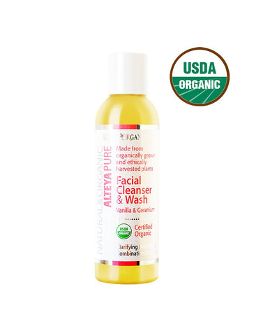 Alteya Organics Pure Facial Cleanser & Wash – Vanilla & Geranium (150ml) - Organic Pavilion