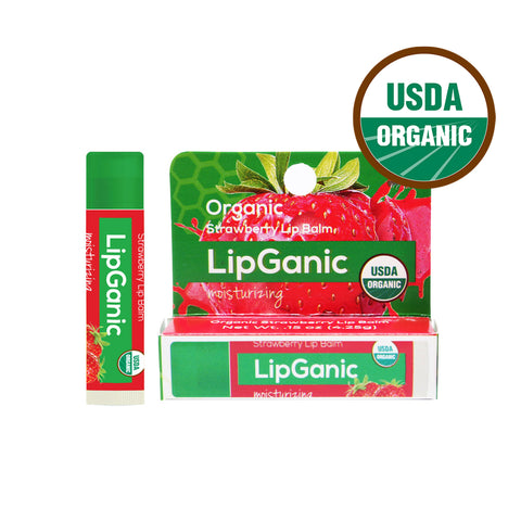 Lipganic Strawberry Organic Lip Balm (4.25g) - Organic Pavilion