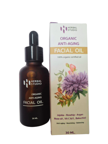 Herbal Studio Organic Anti-Aging Facial Oil (30 ml) เฮอบัล สตูดิโอ ออร์แกนิค แอนไท เอจจิ้ง เฟเชี่ยล ออยล์ - Organic Pavilion