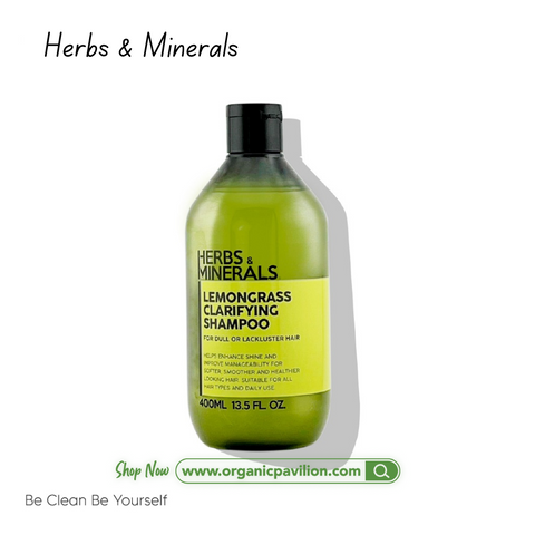 Herbs & Minerals Lemongrass Clarifying Shampoo (400ml) แชมพูสระผมตะไคร้บ้าน - Organic Pavilion
