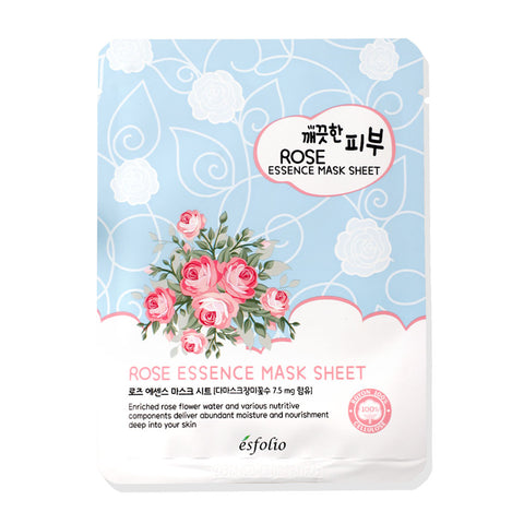 ESFOLIO เอสโฟลิโอ แผ่นมาส์กหน้า สูตรสารสกัดจากน้ำดอกกุหลาบและดอกไม้ Pure Skin Rose Essence Mask Sheet (1 pc x 25 ml) - Organic Pavilion