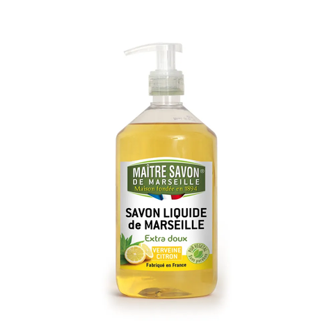 Maitre Savon de Marseille สบู่เหลวธรรมชาติ 100% กลิ่นเวอร์บีน่า เลมอน Liquid Soap Verbena Lemon (500 ml or 1 L) - Organic Pavilion
