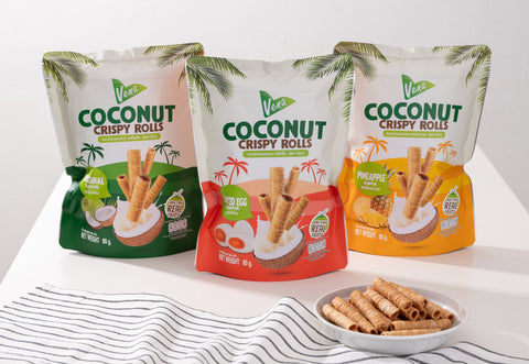 Vena วีนา ทองม้วนมะพร้าวอบกรอบ Coconut Crispy Rolls (80 g) - Organic Pavilion