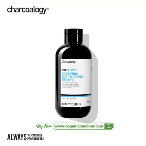 Charcoalogy Pure Strength Oil Control Scalp Purifying Shampoo (400ml) ชาร์โคโลจีแชมพูถ่านไม้ไผ่ สูตรลดความมัน - Organic Pavilion