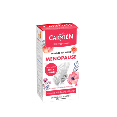 Carmien Menopause Rooibos Tea Blend with Raspberry Leaf คาร์เมียน เมโนพอส ชาสูตรสำหรับผู้หญิง (20 Tea bags x 50g) - Organic Pavilion