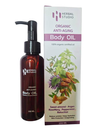Herbal Studio Organic Anti-Aging Body Oil (100 ml) เฮอบัล สตูดิโอ ออร์แกนิค แอนไท เอจจิ้ง บอดี้ ออยล์ - Organic Pavilion