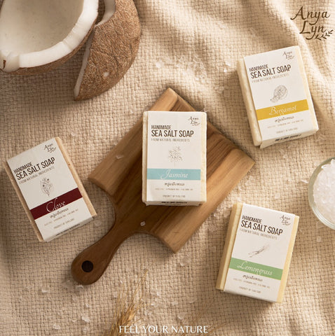 AnyaLyn Sea Salt Soap อัญญาลิน สบู่เกลือทะเลเพื่อผิวสะอาด สดชื่น เนียนนุ่ม (90g) - Organic Pavilion