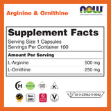 Now Foods Arginine and Ornithine Dietary Supplement Product (100 Capsules) ผลิตภัณฑ์เสริมอาหาร อาร์จินีน และ ออร์นิทีน (100 แคปซูล) - Organic Pavilion