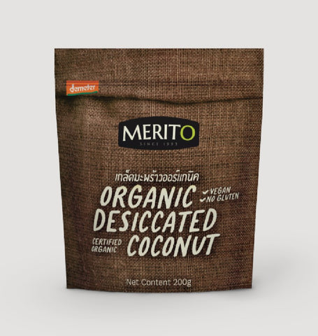 MeritO Organic Desiccated Coconut (200g) เมอร์ริโต้ เกล็ดมะพร้าวออร์แกนิค