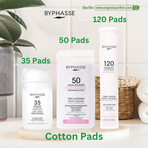 BYPHASSE Cotton Pads For Make-up Removal (35 pads, 50 pads or 120 pads)  บีฟาส สำลี 2 ด้าน สำหรับเช็ดหน้า (35 pads, 50 pads or 120 pads)