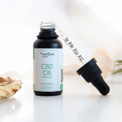 Mellow Organic Premium CBD Oil Drops - Natural น้ำมัน CBD 900 มิลลิกรัม - รสธรรมชาติ (30 ml) - Organic Pavilion