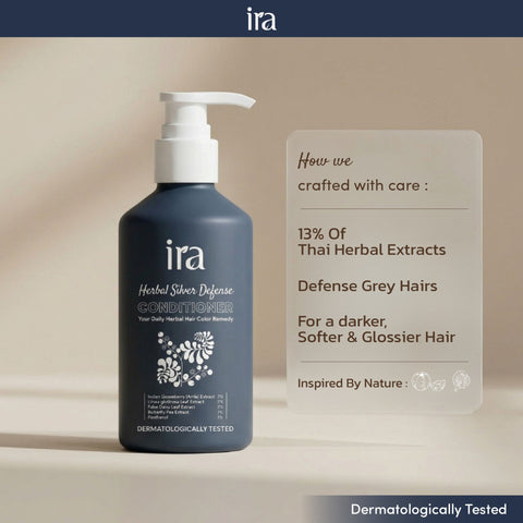 Ira Herbal Silver Defense Conditioner ไอรา เฮอร์บัล ซิลเวอร์ ดีเฟนส์ คอนดิชันเนอร์ ครีมนวด ชะลอผมขาว (250 ml) - Organic Pavilion