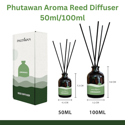 Phutawan Reed Diffuser (50ml or 100ml) ภูตะวัน ก้านไม้หอมปรับอากาศ - Organic Pavilion
