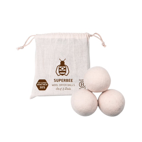 SuperBee - Wool Dryer Balls ซููเปอร์บี  – ลูกบอลอบผ้า (175 g) - Organic Pavilion