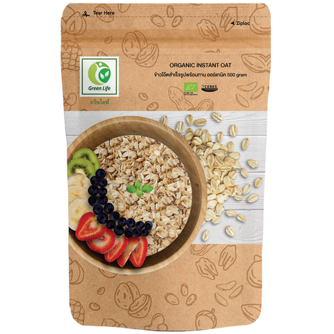 Green Life กรีนไลฟ์ ข้าวโอ๊ตสำเร็จรูปพร้อมทาน Organic Instant Oat (500g) - Organic Pavilion