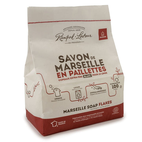 Rampal Latour Savon de Marseille รอมปาล ลาทัวร์ น้ำมันพืชบริสุทธิ์ มาร์เซย์ โซป แฟลก Vegetable Oil White Soap Flake Hypoallergenic Laundry Detergent (750g or 1500g) - Organic Pavilion