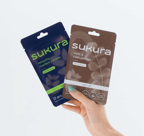 Sukura Essential Oil Patches For Mosquito Repellent / Fresh and Calm ซุกุระ แผ่นหอมสำหรับไล่ยุงและแมลง / ปรับอากาศ (12 pcs)