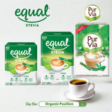 Equal Stevia Pur Via Stevia Purvia Natural Stevia Sweetener อิควล สตีเวีย เพอร์เวีย ผลิตภัณฑ์ให้ความหวานแทนน้ำตาล 40 or 100 ซอง - Organic Pavilion
