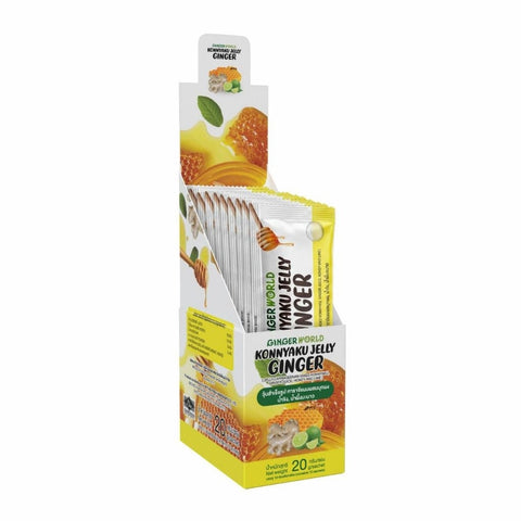Ginger World Konnyakuu Jelly Ginger with Honey and Lime จินเจอร์ เวิลด์ เจลลี่ขิง น้ำผึ้งมะนาว (10 Sachet/Boxes)