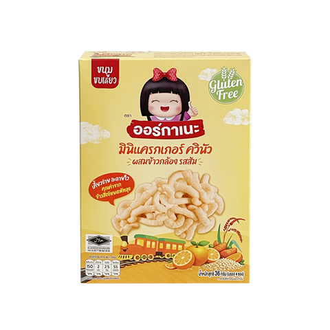 Organeh Quinoa with Brown Rice Mini Cracker Orange Flavor มินิแครกเกอร์ ควินัวผสมข้าวกล้องรสส้ม ตราออร์กาเนะ (9g x 4Sachets) (36g)