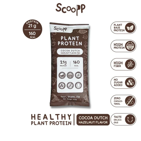 Scoopp โปรตีนจากพืช รสโกโก้ดัชท์ กลิ่นเฮเซลนัท Plant Protein - Cocoa Dutch Hazelnut Flavor (40g) - Organic Pavilion