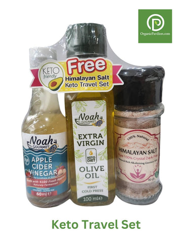 Noah Gourmet Keto Travel Set (Extra Virgin Olive Oil 100ml + Apple Cider Vinegar 60ml + Himalayan Pink Salt Powder 90g) - Organic Pavilion