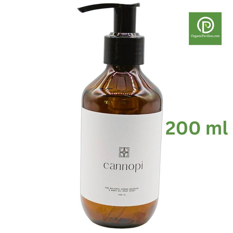 Cannopi ผลิตภัณฑ์น้ำมันนวดบำรุงผิวกาย กลิ่นกุหลาบ C.B.D Balance Aroma Massage & Body Oil Rose Scent (200 ml) - Organic Pavilion