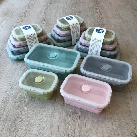 RePlanetMe Pastel Family Foldables Lunch Box (Set of 4 Sizes) กล่องข้าวพับได้สีพาสเทล (ชุด 4 ขนาด) (650 g) - Organic Pavilion