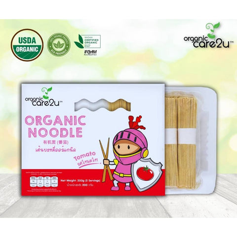 Organic Care2U Tomato Organic Noodle Short Stick เส้นบะหมี่ออร์แกนิค รสโทเมโท (มะเขือเทศ) (200 g) - Organic Pavilion