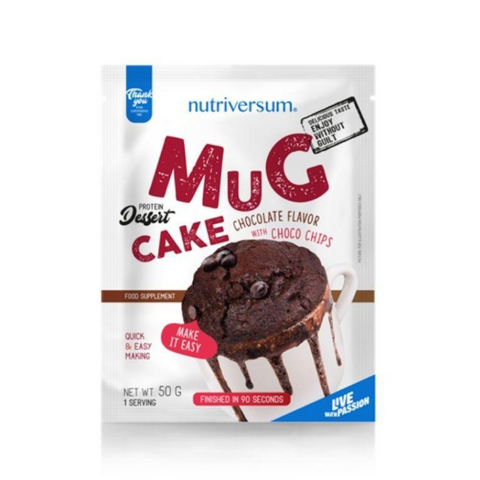 Nutriversum Protein Mug Cake Chocolate flavour with Choco Chips เค้กแก้วโปรตีน (50gm) - Organic Pavilion