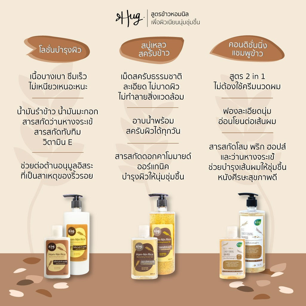 Hug ฮัก โลชั่นบำรุงผิวข้าวหอมนิล Hom-Nin Rice Moisturising Body Lotion ...