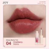 JUV จุ๊ฟเบอร์รี่ ลิปแมทท์ ทินท์ สี 04 - แครนเบอร์รี่ Juvberry Glowy Matte Tint 04 - Cranberry (3g) - Organic Pavilion