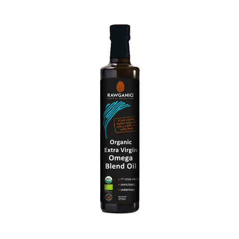 Rawganiq Organic Extra Virgin Omega Blend Oil (2:1:1), Cold Pressed,  Unrefined (275ml) - Organic Pavilion