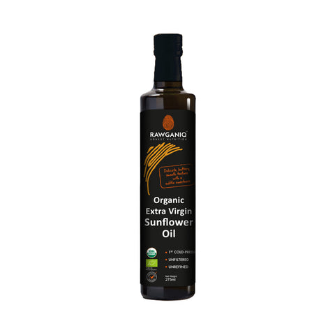 Rawganiq Organic Extra Virgin Sunflower Seed Oil, Cold Pressed, Unrefined  (275ml) - Organic Pavilion