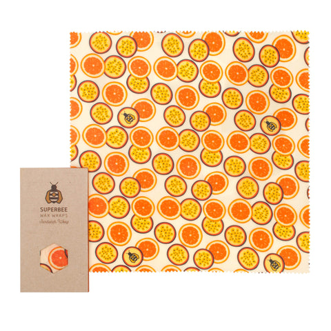 SuperBee Wax Wraps – Sandwich Wrap - Passion Fruit Orange (50g) - Organic Pavilion
