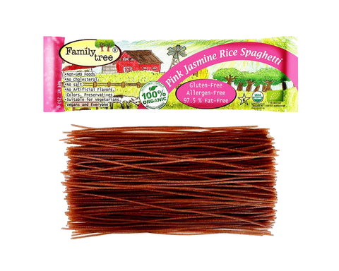Family Tree 100 % Organic Pink Jasmine Rice Spaghetti สปาเก็ตตี้ข้าวหอมมะลิแดงออร์แกนิก 100 % (250 gm) - Organic Pavilion