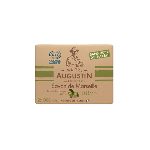 Maitre Augustin Provence Soap Olive สบู่ออแกนิค โปรวองซ์ โซป โอลีฟ กลิ่นน้ำมันมะกอก(โอลีฟ) แพค 2 ก้อน (2*100 g) - Organic Pavilion