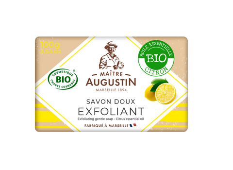 Maitre Augustin Exfoliating gentle soap Citrus essential oil สบู่ขัดผิวออแกนิค เอกโฟเลติ้ง เจนเทิล โซป ซิทรัส เอสเซนเชี่ยลออย (100 g) - Organic Pavilion