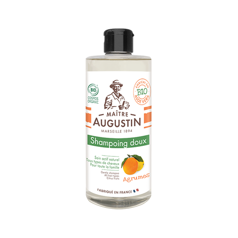 Maitre Augustin Gentle Shampoo all hair types Citrus Fruits แชมพูสระผมออแกนิค เจนเติล แชมพู ออล แฮร์ ไทส์ ซิทรัสฟรุทส์ (500 ml) - Organic Pavilion