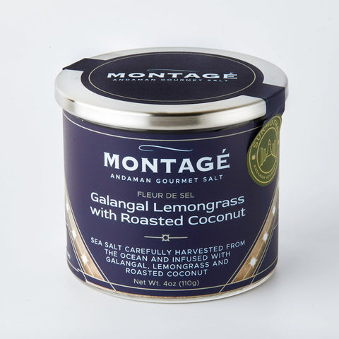 MONTAGE FLEUR DE SEL Galangal Lemongrass with Roasted Coconut เกลือรสกาแลงกัลเลมอนกลาสวิทโรสเต็ดโคโคนัท (110 g) - Organic Pavilion