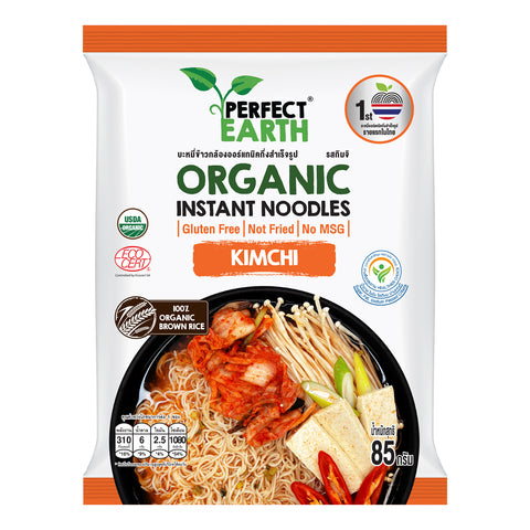 Perfect Earth Organic Instant Noodles Kimchi เพอร์เฟคเอิร์ธ บะหมี่ข้าวกล้องออร์แกนิคกึ่งสำเร็จรูป รสกิมจิ (85 g) - Organic Pavilion