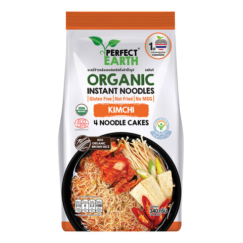 Perfect Earth Organic Instant Noodles Kimchi เพอร์เฟคเอิร์ธ บะหมี่ข้าวกล้องออร์แกนิคกึ่งสำเร็จรูป รสกิมจิ (340 g) - Organic Pavilion