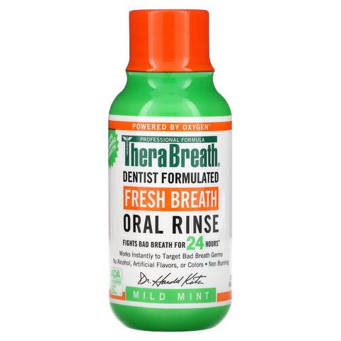 TheraBreath Fresh Breath Oral Rinse Mild Mint - Travel Size น้ำยาบ้วนปากเพื่อลมหายใจหอมสดชื่น รสไมลด์มินต์ (88.7 ml) - Organic Pavilion