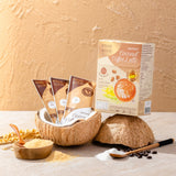 Praowan กาแฟสูตรน้ำตาลดอกมะพร้าว สูตรใหม่ ผสมพรีไบโอติก ชนิดผงปรุงสำเร็จ Instant Coconut Latte (240g) - Organic Pavilion